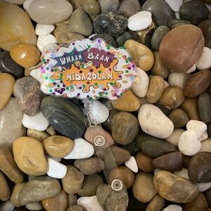 Wham Bam Midazolam Badge Reel - Colorful Confetti Design